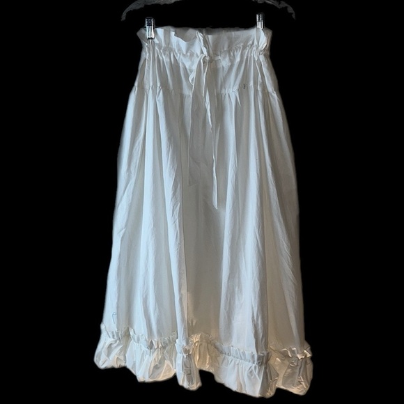 NWT Free People Favorite Part Ruffle Cotton Tie-Waist Midi-Skirt in White Sz XS - Picture 3 of 15